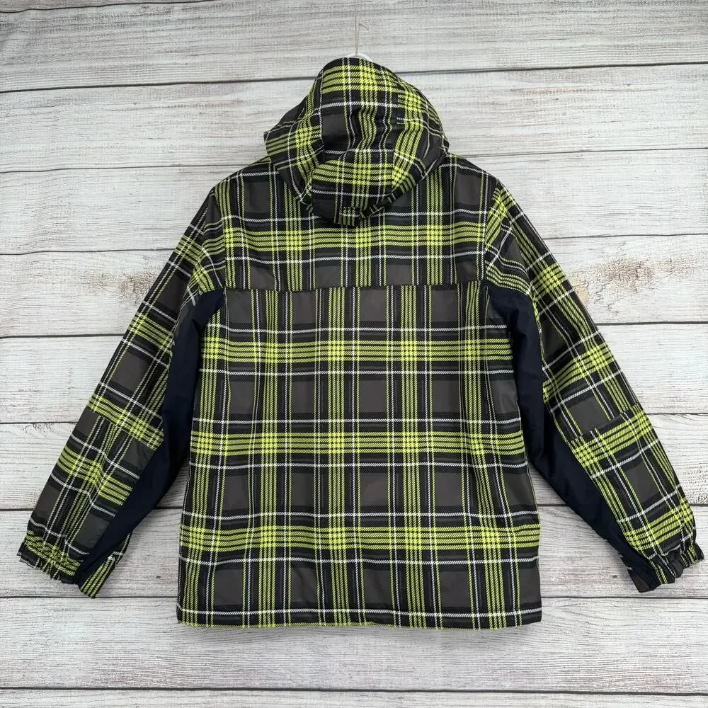 Triple Nickel 555 Plaid Snowboard‎ Jacket Youth Boys 14 Black Yellow White